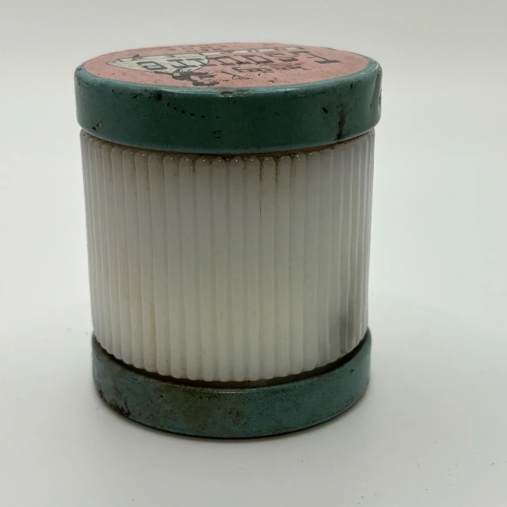 Vintage Lady Esquire Duplex Patent Leather Shoe Cream Milk Glass Jar‎